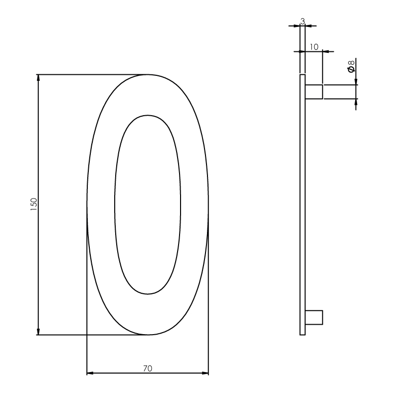 Intersteel Huisnummer 0 150mm rvs geborsteld 2 0035.402040 2