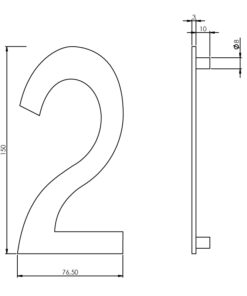 Intersteel Huisnummer 2 150mm rvs geborsteld 3 0035.402042 2
