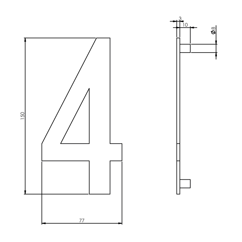 Intersteel Huisnummer 4 150mm rvs geborsteld 2 0035.402044 2