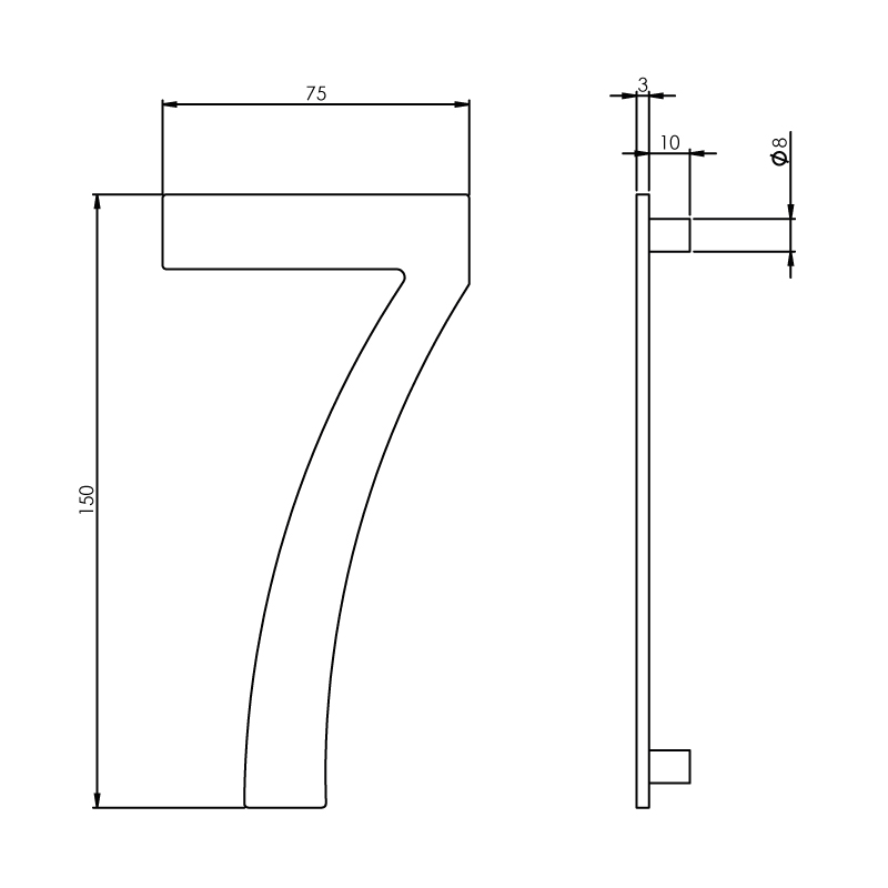 Intersteel Huisnummer 7 150mm rvs geborsteld 2 0035.402047 2