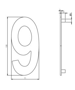 Intersteel Huisnummer 9 150mm rvs geborsteld 3 0035.402049 2