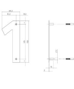 Intersteel Huisnummer 1 150x2mm rvs geborsteld 3 0035.402071 2