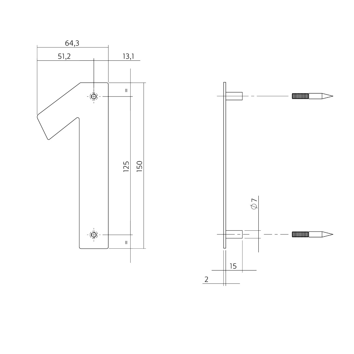 Intersteel Huisnummer 1 150x2mm rvs geborsteld 2 0035.402071 2