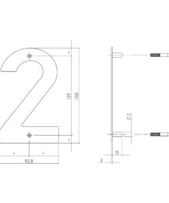 Intersteel Huisnummer 2 150x2mm rvs geborsteld 3 0035.402072 2