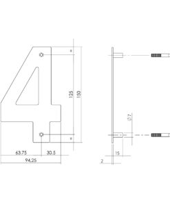 Intersteel Huisnummer 4 150x2mm rvs geborsteld 3 0035.402074 2