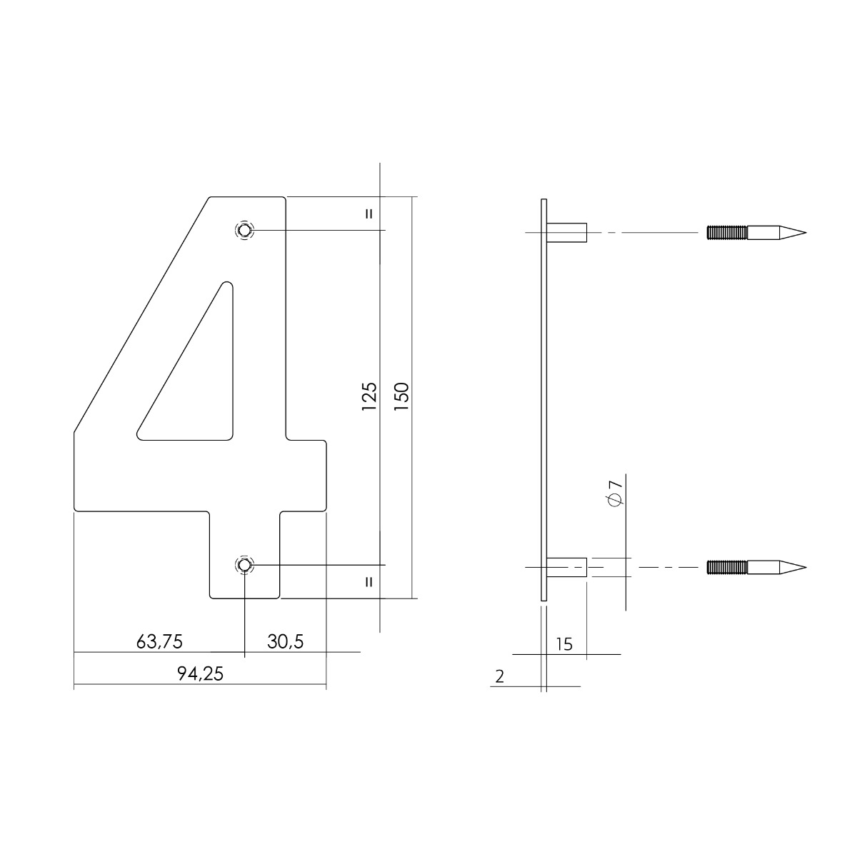 Intersteel Huisnummer 4 150x2mm rvs geborsteld 2 0035.402074 2