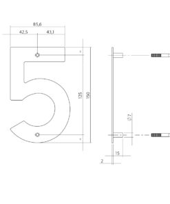 Intersteel Huisnummer 5 150x2mm rvs geborsteld 3 0035.402075 2