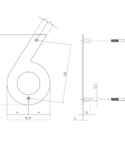 Intersteel Huisnummer 6 150x2mm rvs geborsteld 3 0035.402076 2