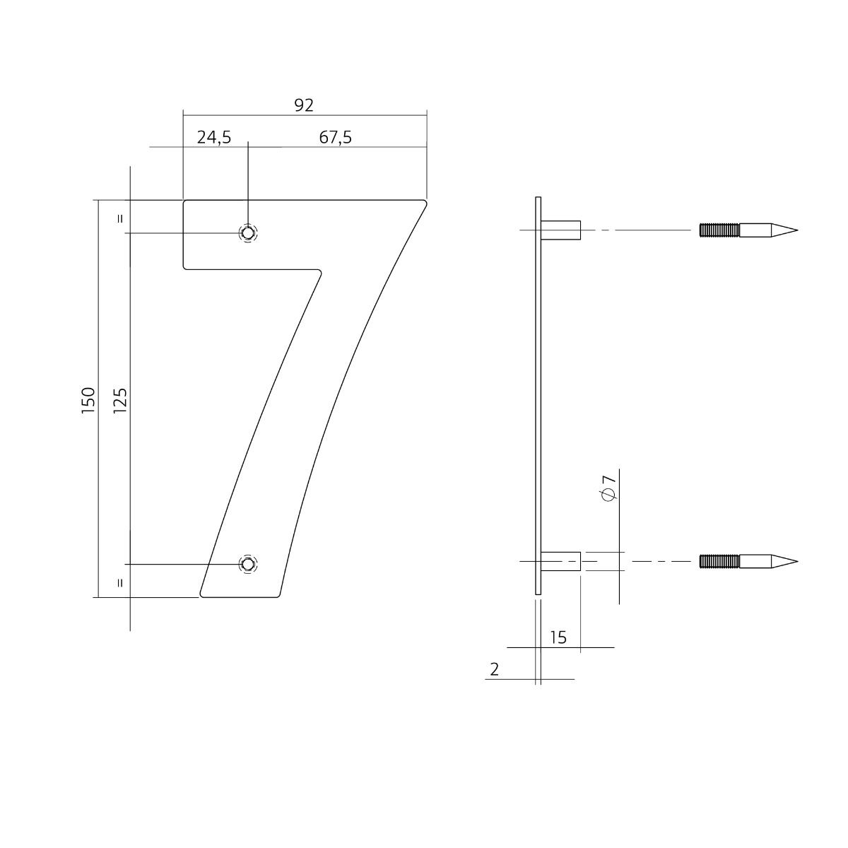 Intersteel Huisnummer 7 150x2mm rvs geborsteld 2 0035.402077 2