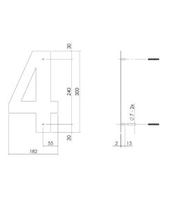 Intersteel Huisnummer 4 XL hoogte 30 cm rvs geborsteld 4 0035.402114 2