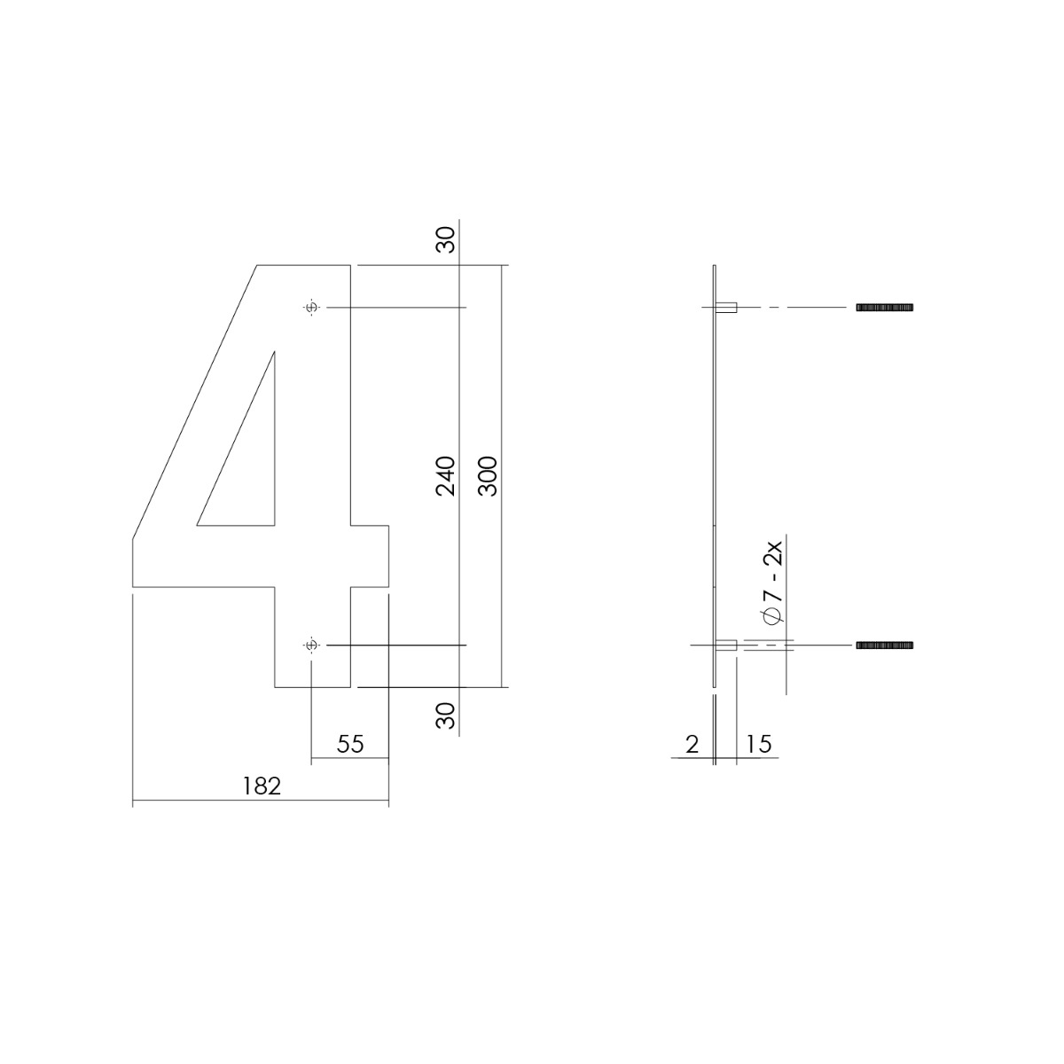 Intersteel Huisnummer 4 XL hoogte 30 cm rvs geborsteld 2 0035.402114 2