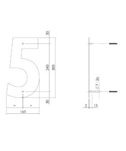 Intersteel Huisnummer 5 XL hoogte 30 cm rvs geborsteld 4 0035.402115 2