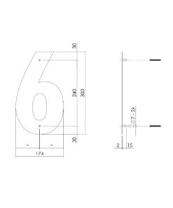 Intersteel Huisnummer 6 XL hoogte 30 cm rvs geborsteld 4 0035.402116 2