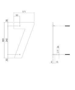 Intersteel Huisnummer 7 XL hoogte 30 cm rvs geborsteld 5 0035.402117 2