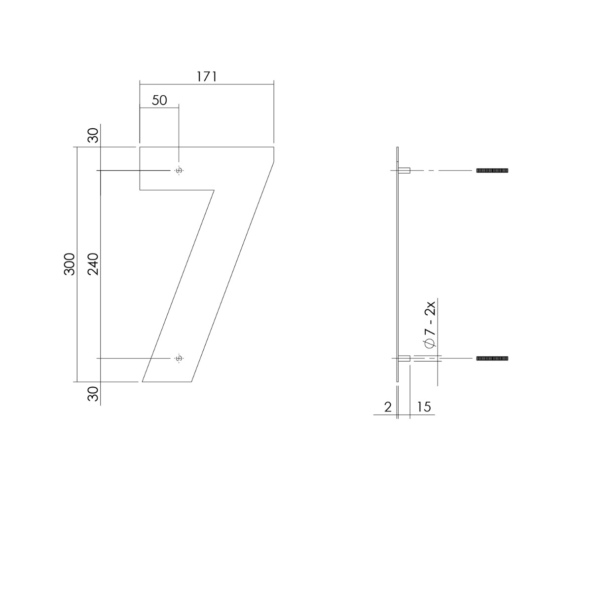 Intersteel Huisnummer 7 XL hoogte 30 cm rvs geborsteld 2 0035.402117 2