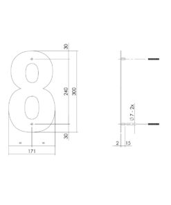 Intersteel Huisnummer 8 XL hoogte 30 cm rvs geborsteld 4 0035.402118 2