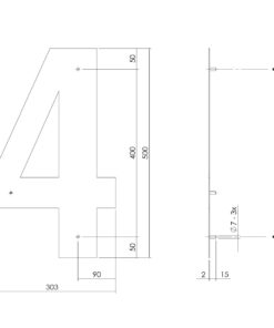 Intersteel Huisnummer 4 XXL hoogte 50 cm rvs geborsteld 4 0035.402124 2