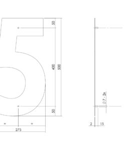 Intersteel Huisnummer 5 XXL hoogte 50 cm rvs geborsteld 4 0035.402125 2