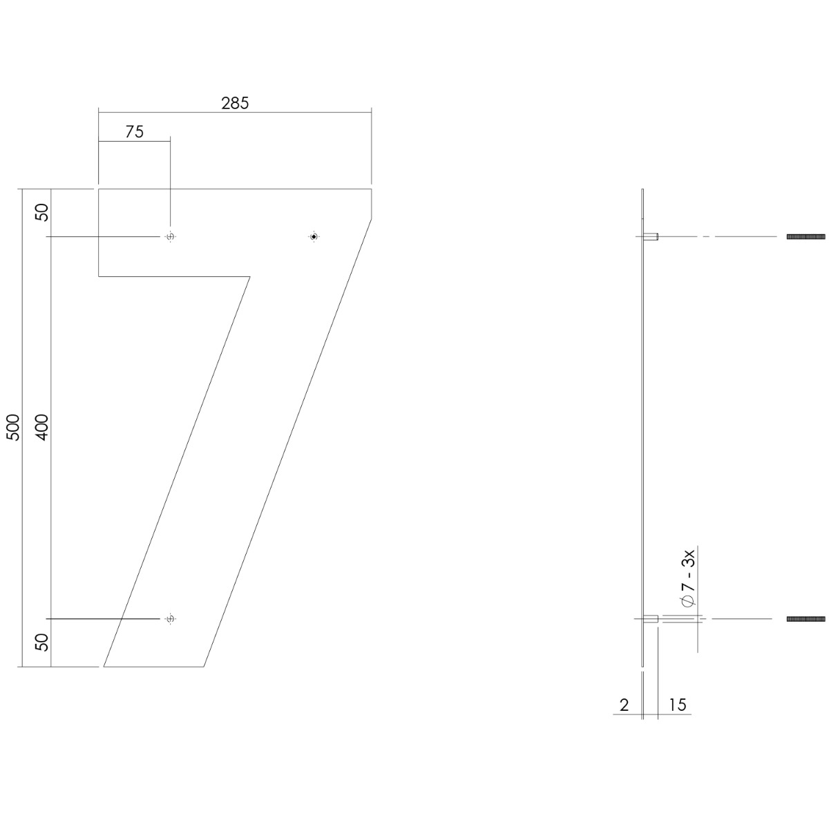 Intersteel Huisnummer 7 XXL hoogte 50 cm rvs geborsteld 2 0035.402127 2