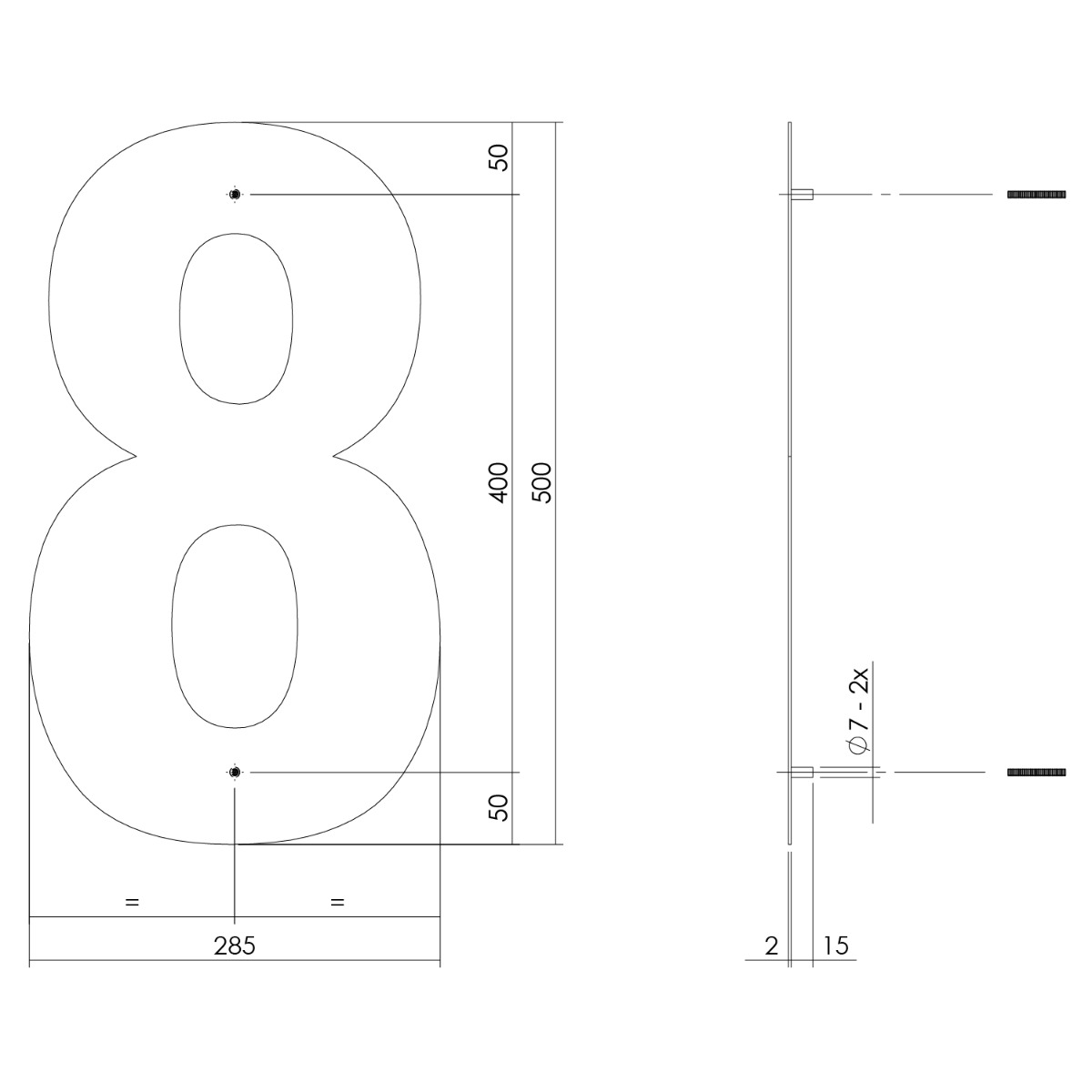 Intersteel Huisnummer 8 XXL hoogte 50 cm rvs geborsteld 2 0035.402128 2