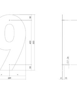 Intersteel Huisnummer 9 XXL hoogte 50 cm rvs geborsteld 4 0035.402129 2