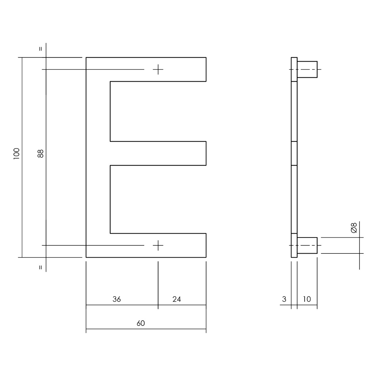 Intersteel Huisletter E 100 mm rvs geborsteld 2 0035.402605 2 1
