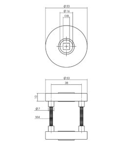 Intersteel Deurkruk Jura op ronde massieve rozet ø53x10 mm rvs geborsteld achterdeurbeslag 5 0035.405710 8