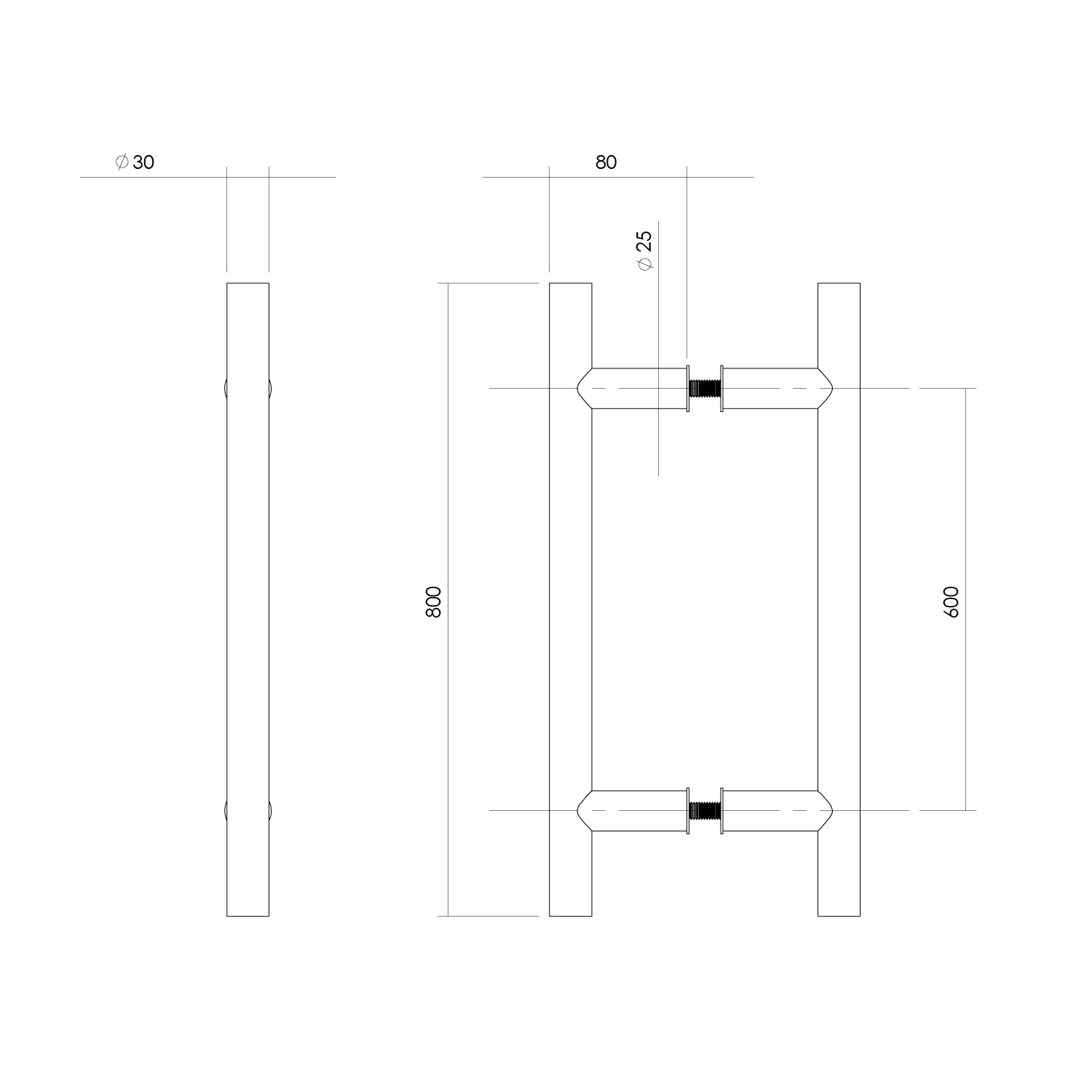 Intersteel Deurgrepen per paar T-vorm 800x80x30 HoH 600 rvs 2 0035.432748 2