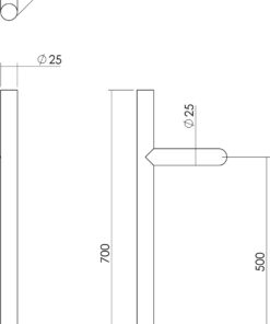 Intersteel Deurgreep T-schuin ø 25 mm - 700 mm rvs geborsteld 3 0035.432841 2