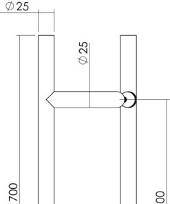 Intersteel Deurgrepen per paar T-schuin 700x85x25 HoH 500 rvs 3 0035.432842 2