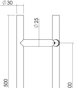 Intersteel Deurgrepen set T-schuin ø 30 mm - 500 mm rvs geborsteld 3 0035.432922 2