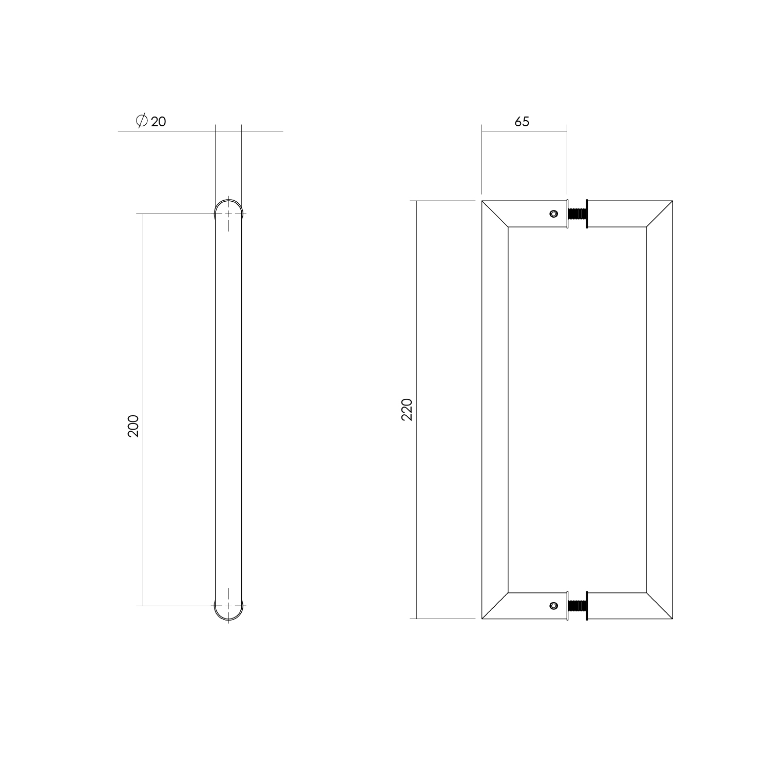Intersteel Deurgrepen per paar recht-90° 220x65x20 HoH 200 rvs 2 0035.433502 2