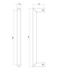 Intersteel Deurgreep per stuk recht-90° 330x80x30 HoH 300 rvs 3 0035.433911 2