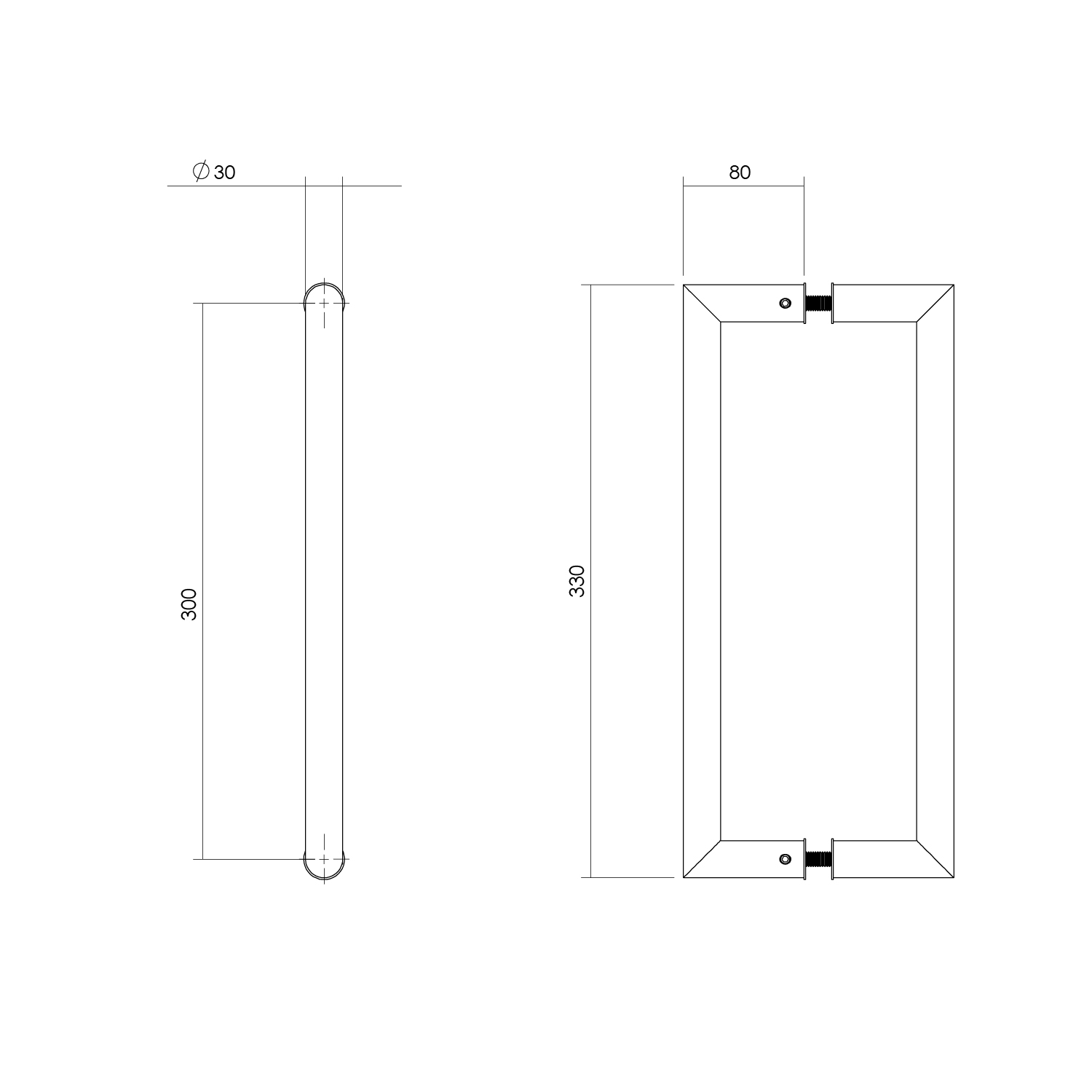 Intersteel Deurgrepen per paar recht-90° 330x80x30 HoH 300 rvs 2 0035.433912 2