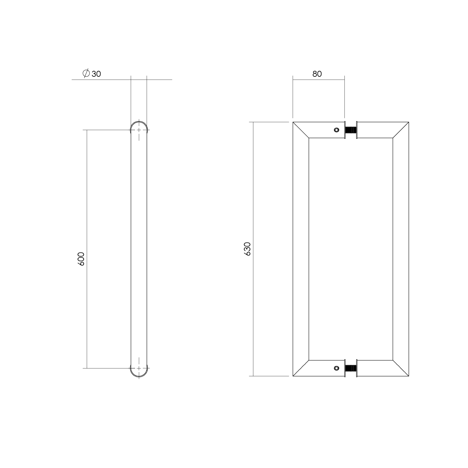 Intersteel Deurgrepen per paar recht-90° 630x80x30 HoH 600 rvs 2 0035.433942 2