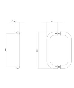 Intersteel Deurgrepen per paar U-vorm 330x80x30 HoH 300 rvs 3 0035.434012 2