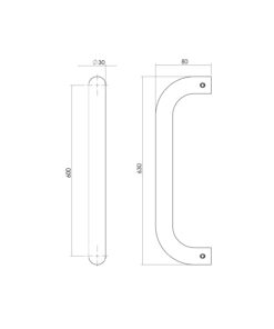 Intersteel Deurgreep per stuk U-vorm 630x80x30 HoH 600 rvs 3 0035.434041 2