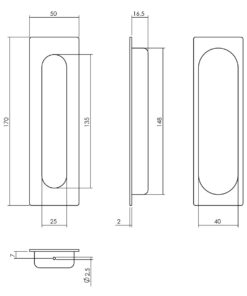 Intersteel Schuifdeurkom rechthoek 170x50mm blind rvs geborsteld 4 0035.447683 2 1