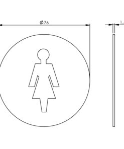 Intersteel Pictogram damestoilet zelfklevend rond rvs geborsteld 3 0035.460081 2