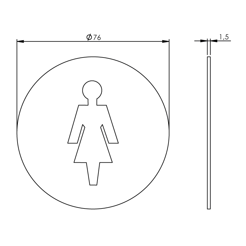 Intersteel Pictogram damestoilet zelfklevend rond rvs geborsteld 2 0035.460081 2