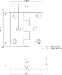Intersteel Kogellagerscharnier recht tot 50 kilo rvs geborsteld 3 0035.462500 2