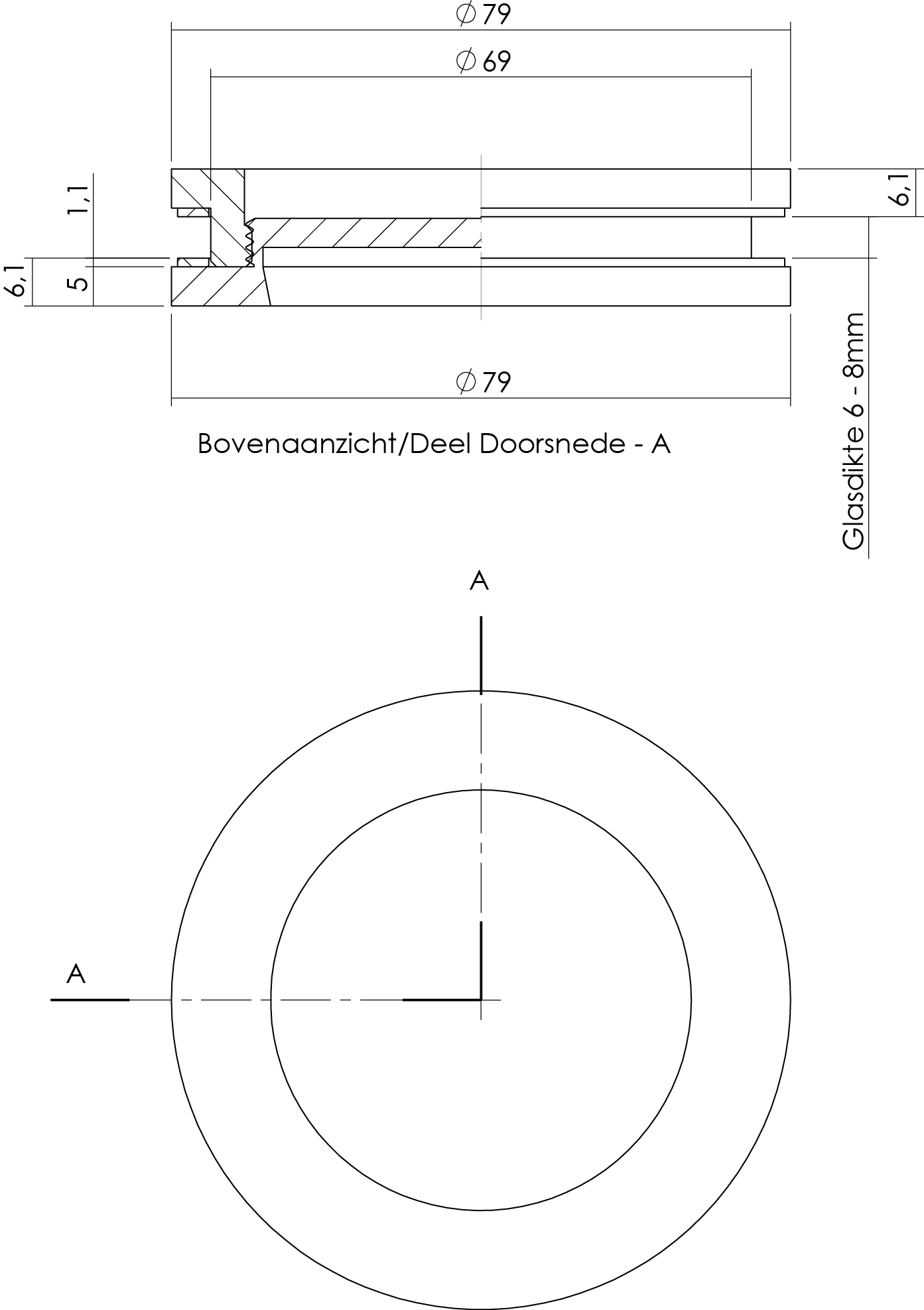 Intersteel Schuifdeurkom glasdeur 55 mm rvs geborsteld 2 0035.476050 2