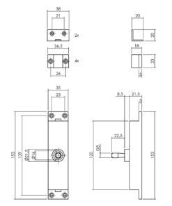 Intersteel Kruk-espagnolet links Hoek 90° met stangenset 2x 1245 mm rvs geborsteld 5 0035.562046b 2