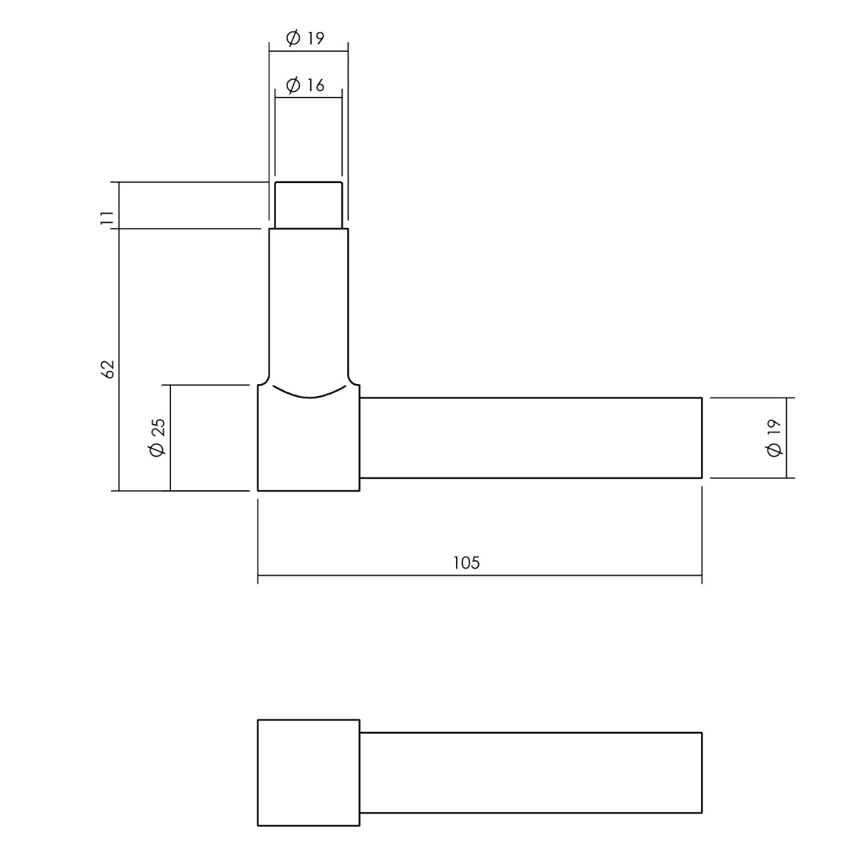 Intersteel Kruk-espagnolet rechts L-recht met stangenset 2x 1245 mm rvs geborsteld 3 0035.562047a 3