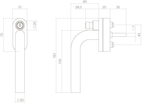 Intersteel Raamkruk recht afsluitbaar SKG** rvs geborsteld 2 0035.615651 2