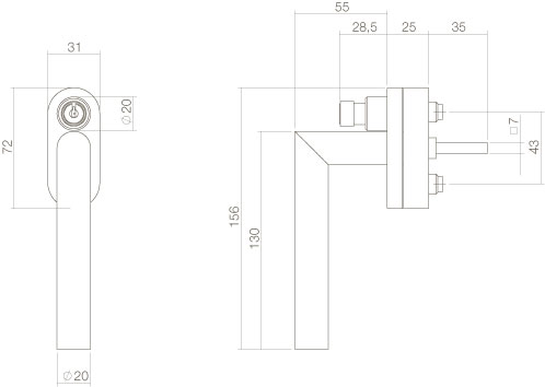 Intersteel Raamkruk hoek afsluitbaar SKG** rvs geborsteld 2 0035.615653 2