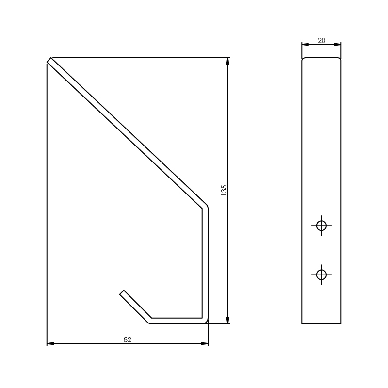 Intersteel Kapstokhaak gebogen rvs geborsteld 135 mm 2 0035.695010 2