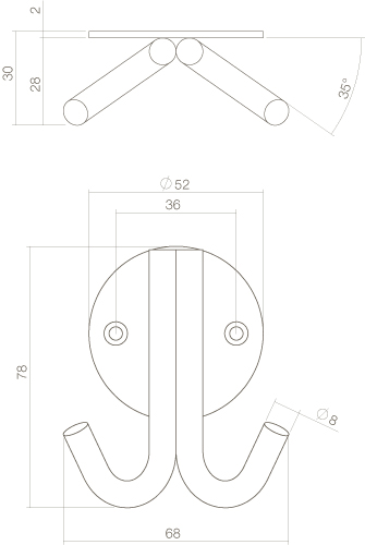 Intersteel Jashaak dubbel op rond rozet rvs geborsteld 2 0035.695032 2