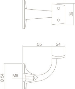 Intersteel Leuninghouder achterplaat hol zadel rvs geborsteld 4 0035.730001 2
