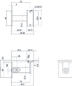 Intersteel Leuninghouder zwaar vierkant hol rvs geborsteld 5 0035.730010 2